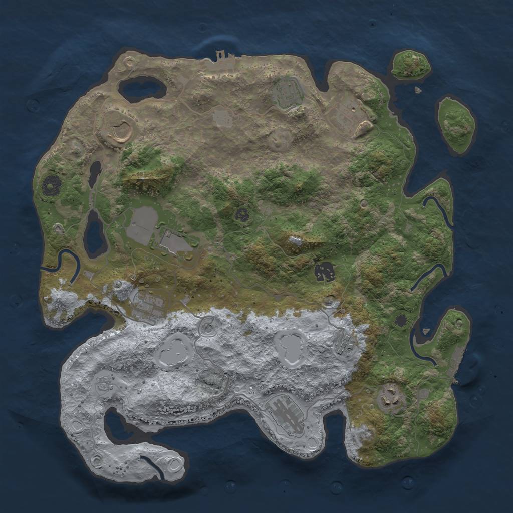 Rust Map: Procedural Map, Size: 3700, Seed: 1943639111, 18 Monuments