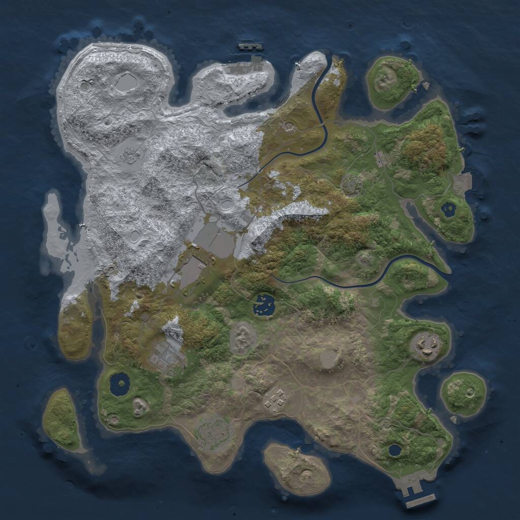 Rust Map: Procedural Map, Size: 3500, Seed: 2134482895, 12 Monuments