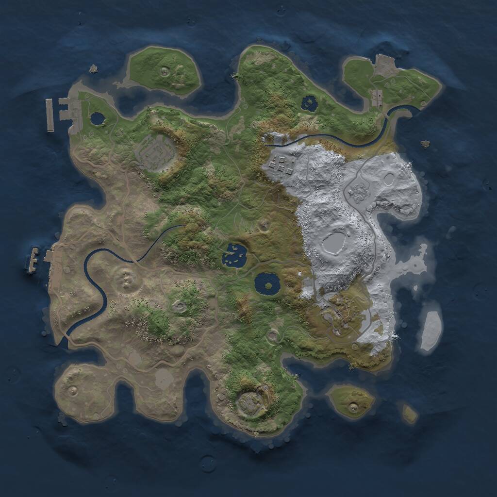 Rust Map: Procedural Map, Size: 3000, Seed: 27236, 9 Monuments