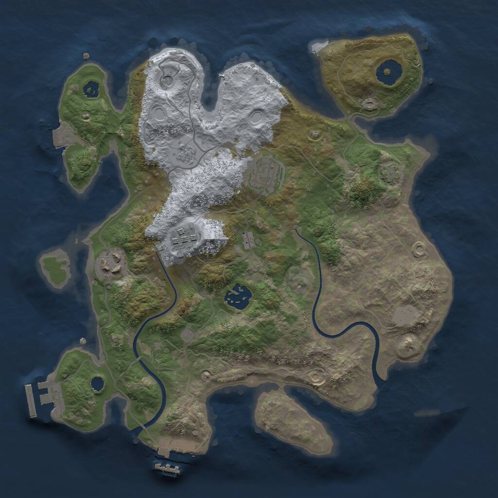 Rust Map: Procedural Map, Size: 3000, Seed: 63083, 10 Monuments