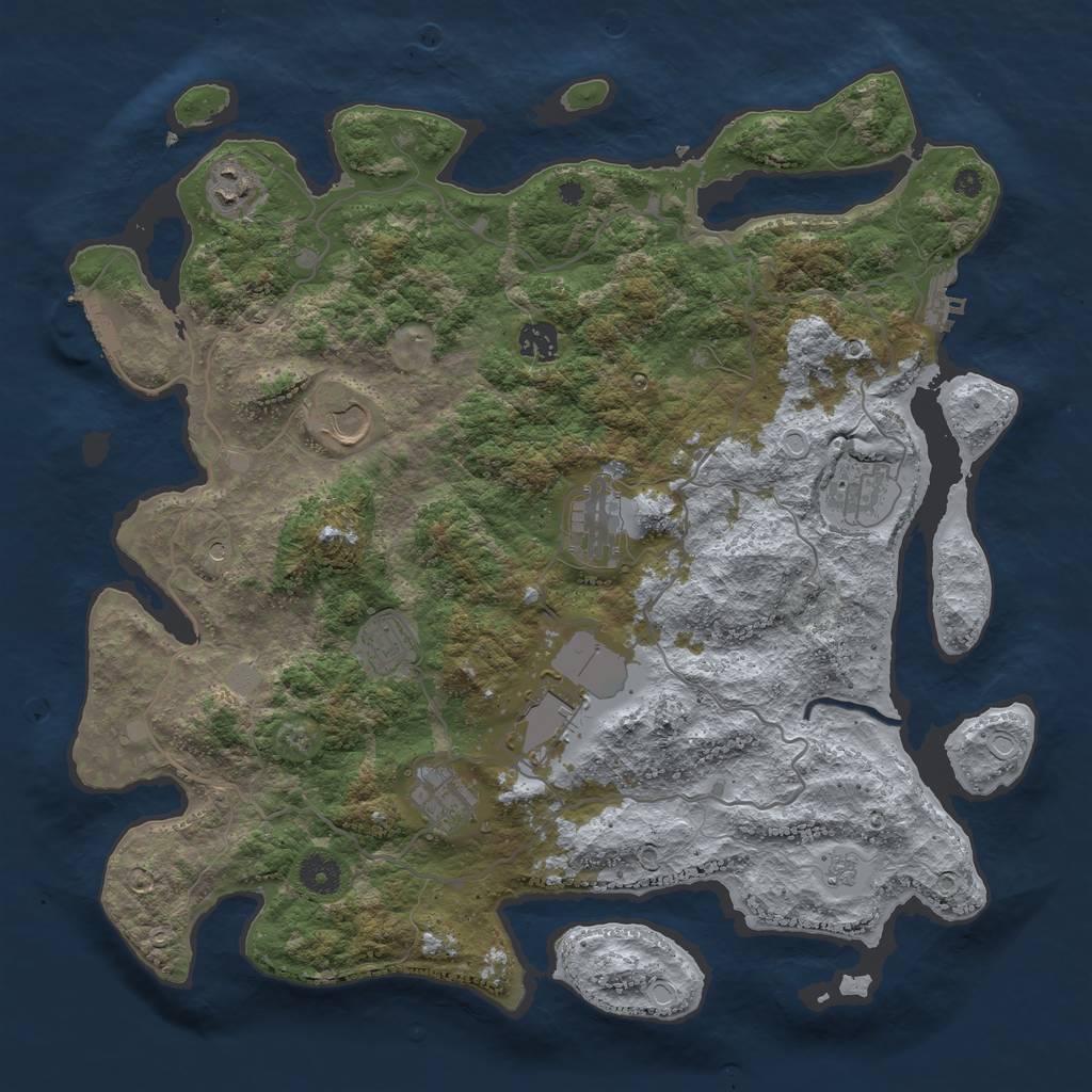 Rust Map: Procedural Map, Size: 4000, Seed: 7869, 17 Monuments