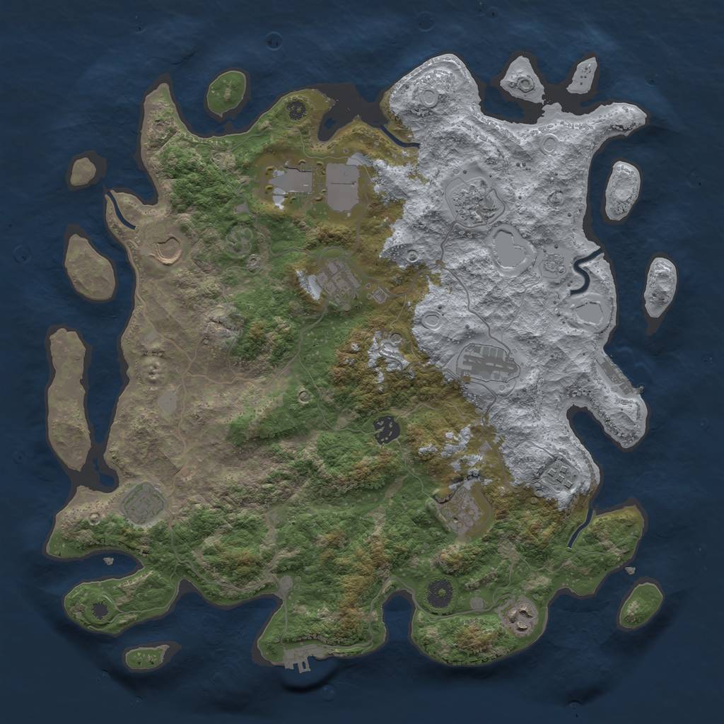 Rust Map: Procedural Map, Size: 3950, Seed: 446800640, 19 Monuments
