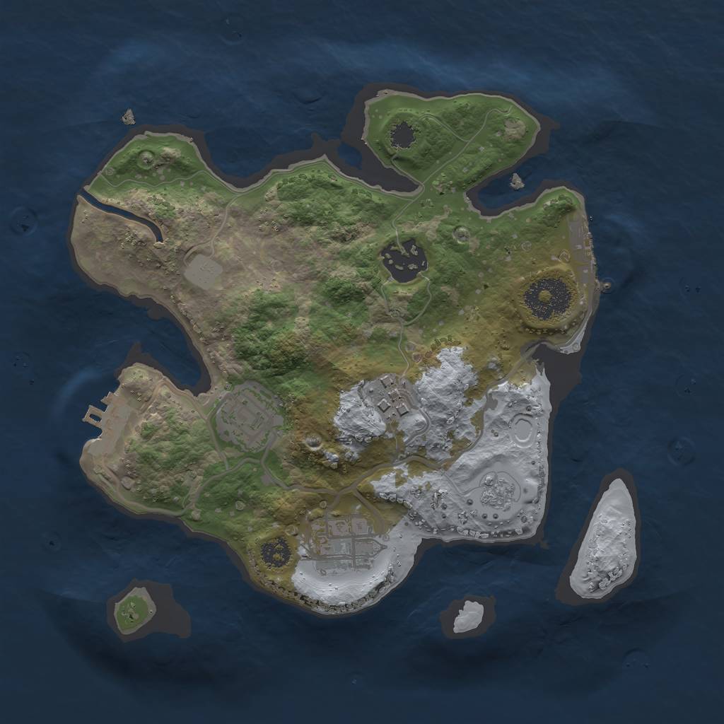Rust Map: Procedural Map, Size: 2500, Seed: 610880919, 12 Monuments