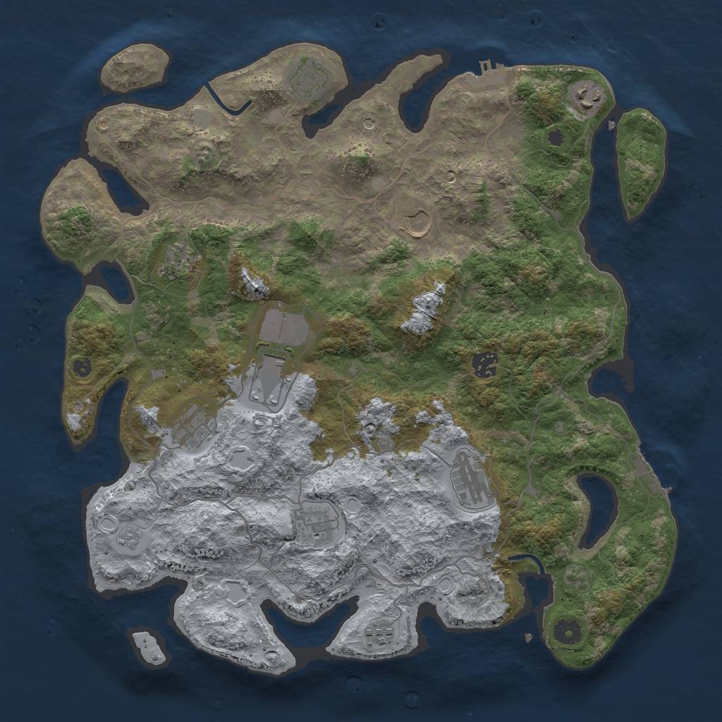 Rust Map: Procedural Map, Size: 4000, Seed: 81680085, 19 Monuments