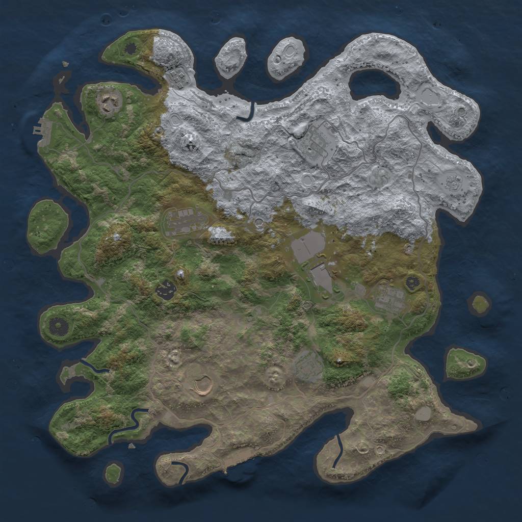 Rust Map: Procedural Map, Size: 4000, Seed: 1298784739, 18 Monuments