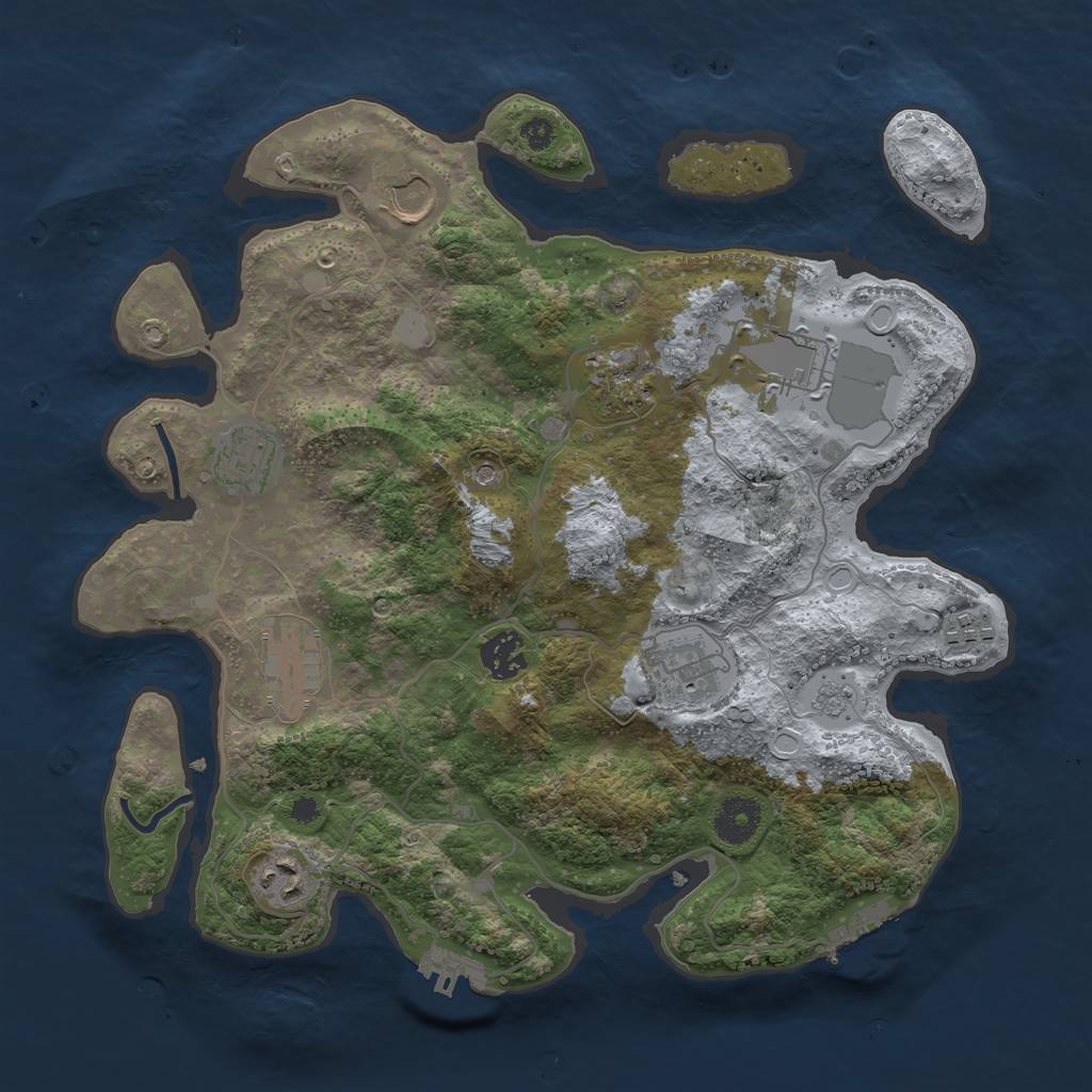 Rust Map: Procedural Map, Size: 3500, Seed: 85917, 18 Monuments