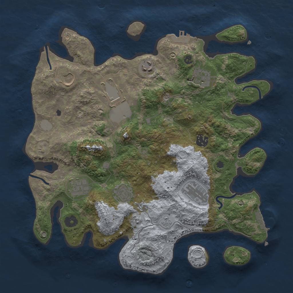 Rust Map: Procedural Map, Size: 3500, Seed: 12940990, 17 Monuments