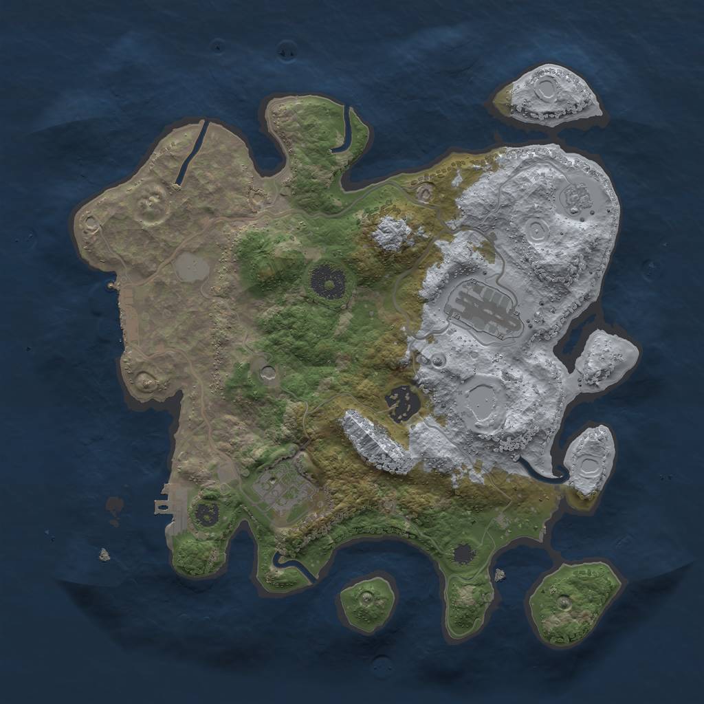 Rust Map: Procedural Map, Size: 3000, Seed: 535569875, 12 Monuments