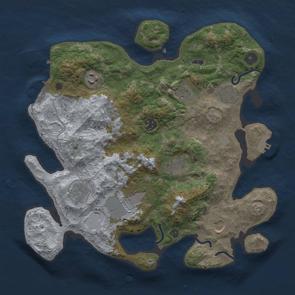 Rust Map: Procedural Map, Size: 3500, Seed: 460704166, 18 Monuments