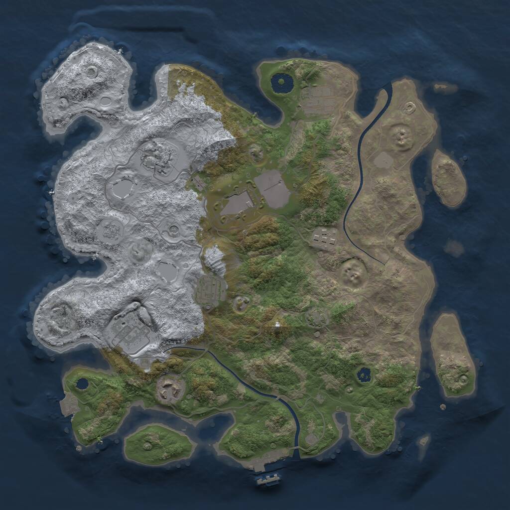 Rust Map: Procedural Map, Size: 3500, Seed: 680756161, 12 Monuments