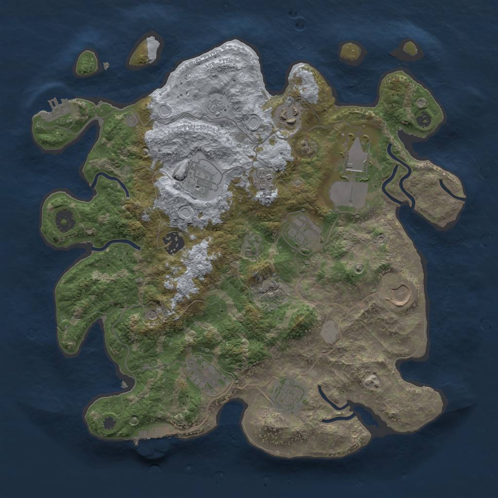 Rust Map: Procedural Map, Size: 3500, Seed: 54832410, 18 Monuments