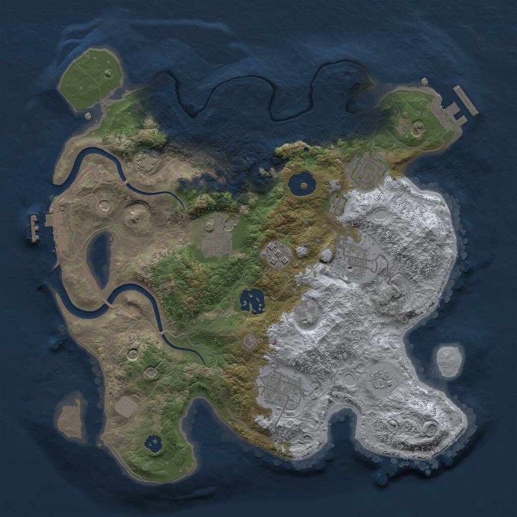 Rust Map: Procedural Map, Size: 3000, Seed: 73181853, 12 Monuments