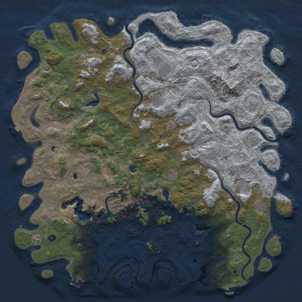 Rust Map: Procedural Map, Size: 6000, Seed: 133244394, 17 Monuments