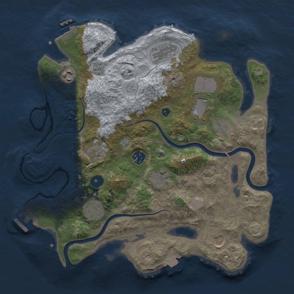Rust Map: Procedural Map, Size: 3500, Seed: 23550, 16 Monuments