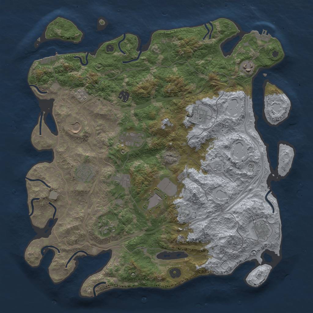 Rust Map: Procedural Map, Size: 4250, Seed: 564218156, 20 Monuments