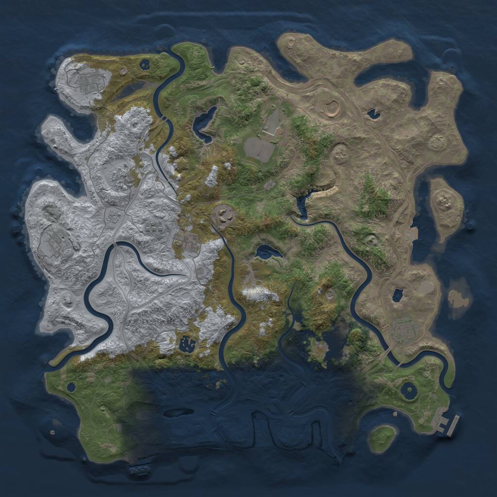Rust Map: Procedural Map, Size: 4500, Seed: 844358, 17 Monuments