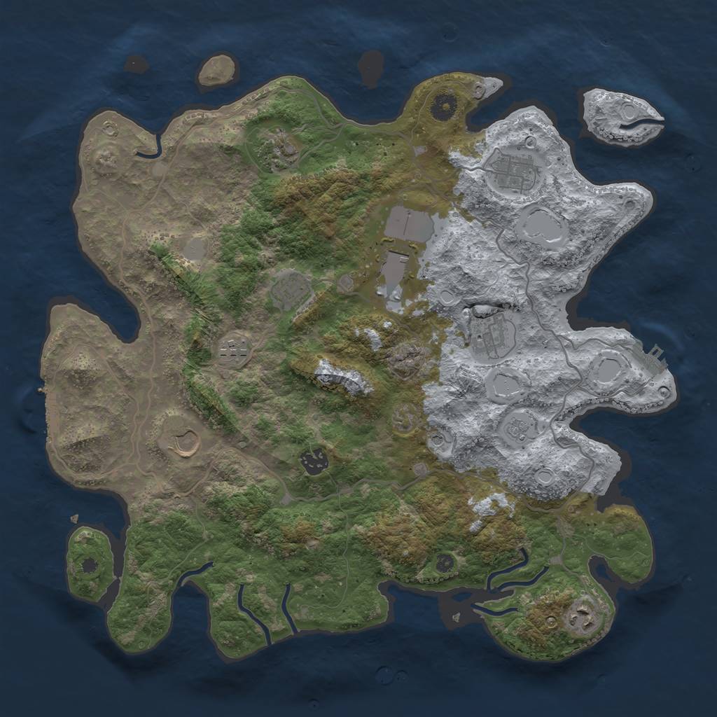 Rust Map: Procedural Map, Size: 4000, Seed: 492077, 18 Monuments