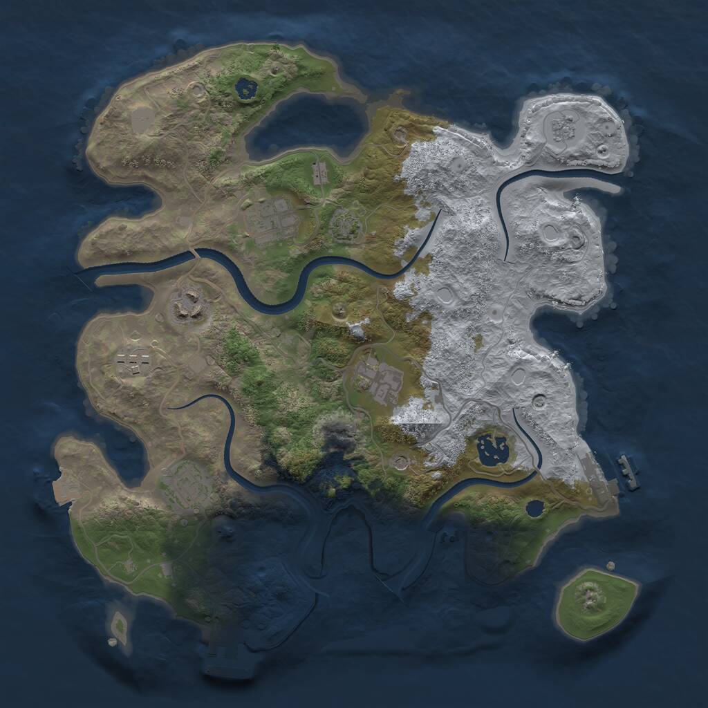 Rust Map: Procedural Map, Size: 3250, Seed: 1805772842, 12 Monuments