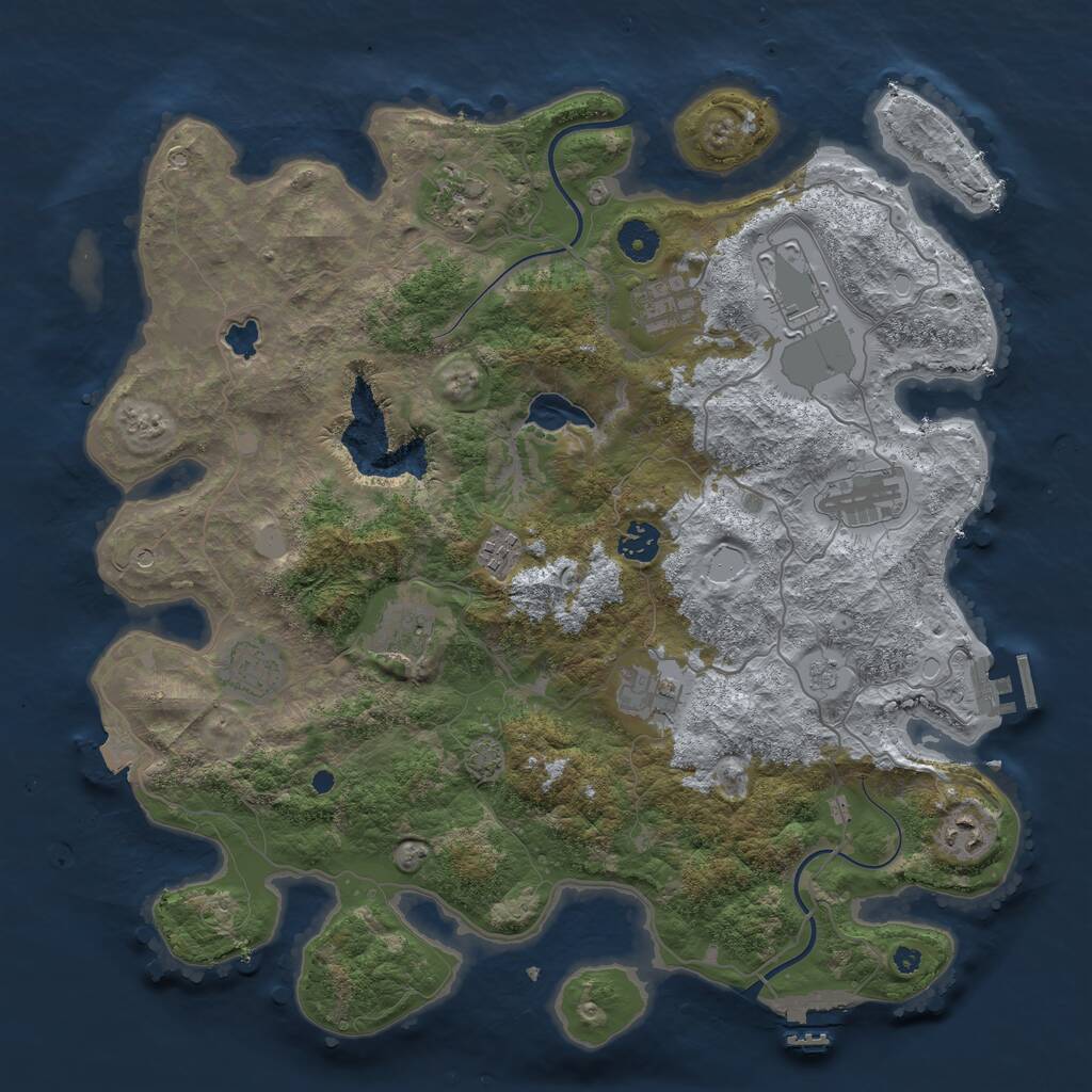 Rust Map: Procedural Map, Size: 4000, Seed: 213332, 16 Monuments