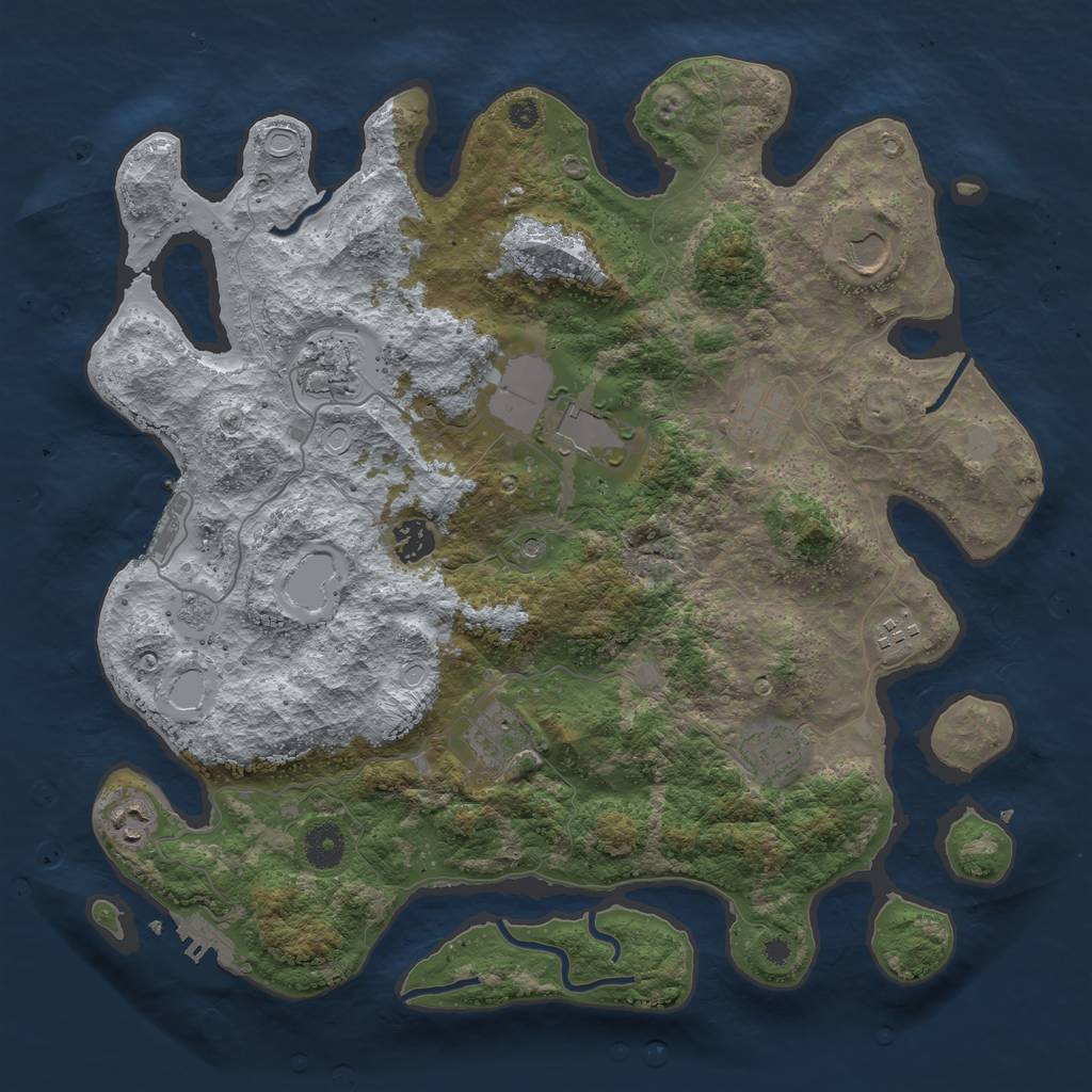 Rust Map: Procedural Map, Size: 3850, Seed: 1009505153, 18 Monuments