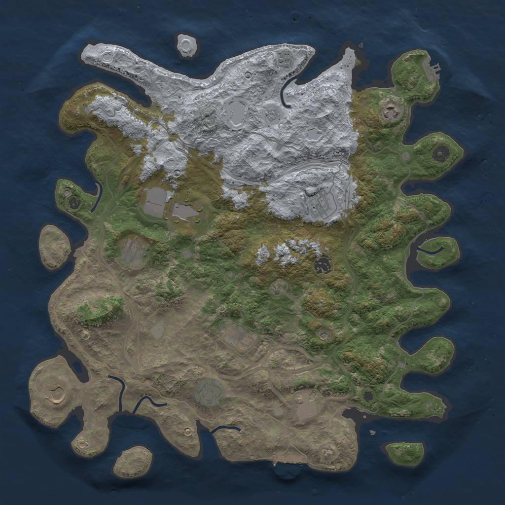 Rust Map: Procedural Map, Size: 4500, Seed: 593481267, 19 Monuments