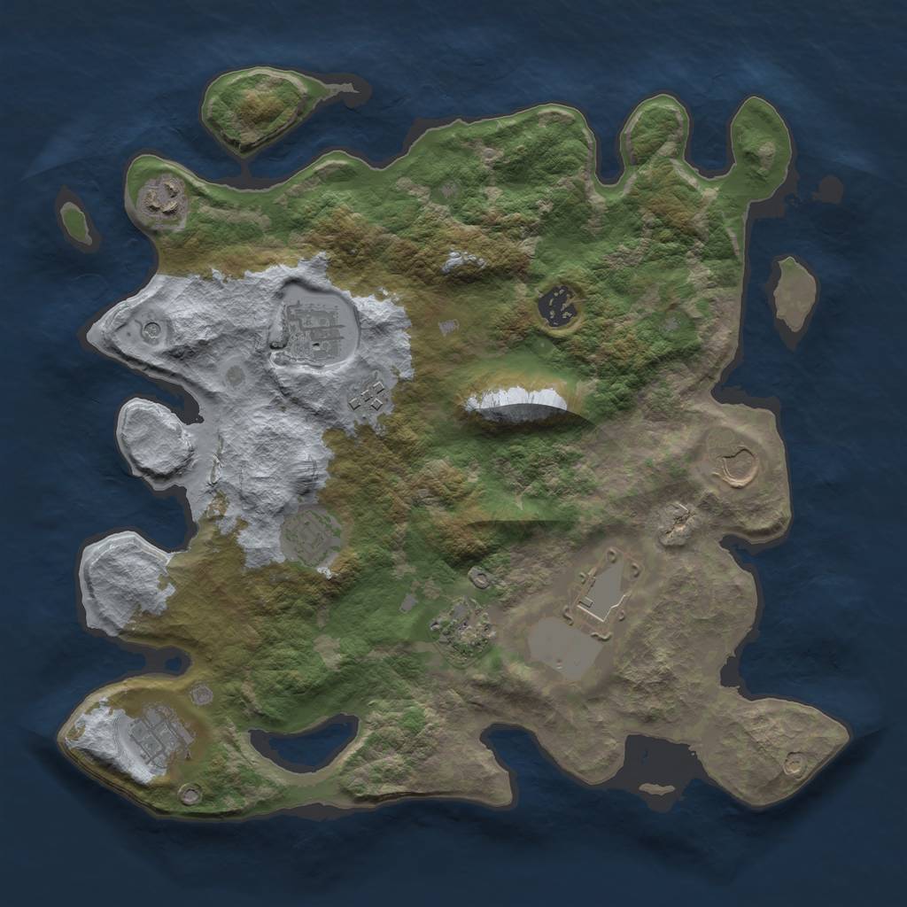 Rust Map: Barren, Size: 3500, Seed: 198, 12 Monuments