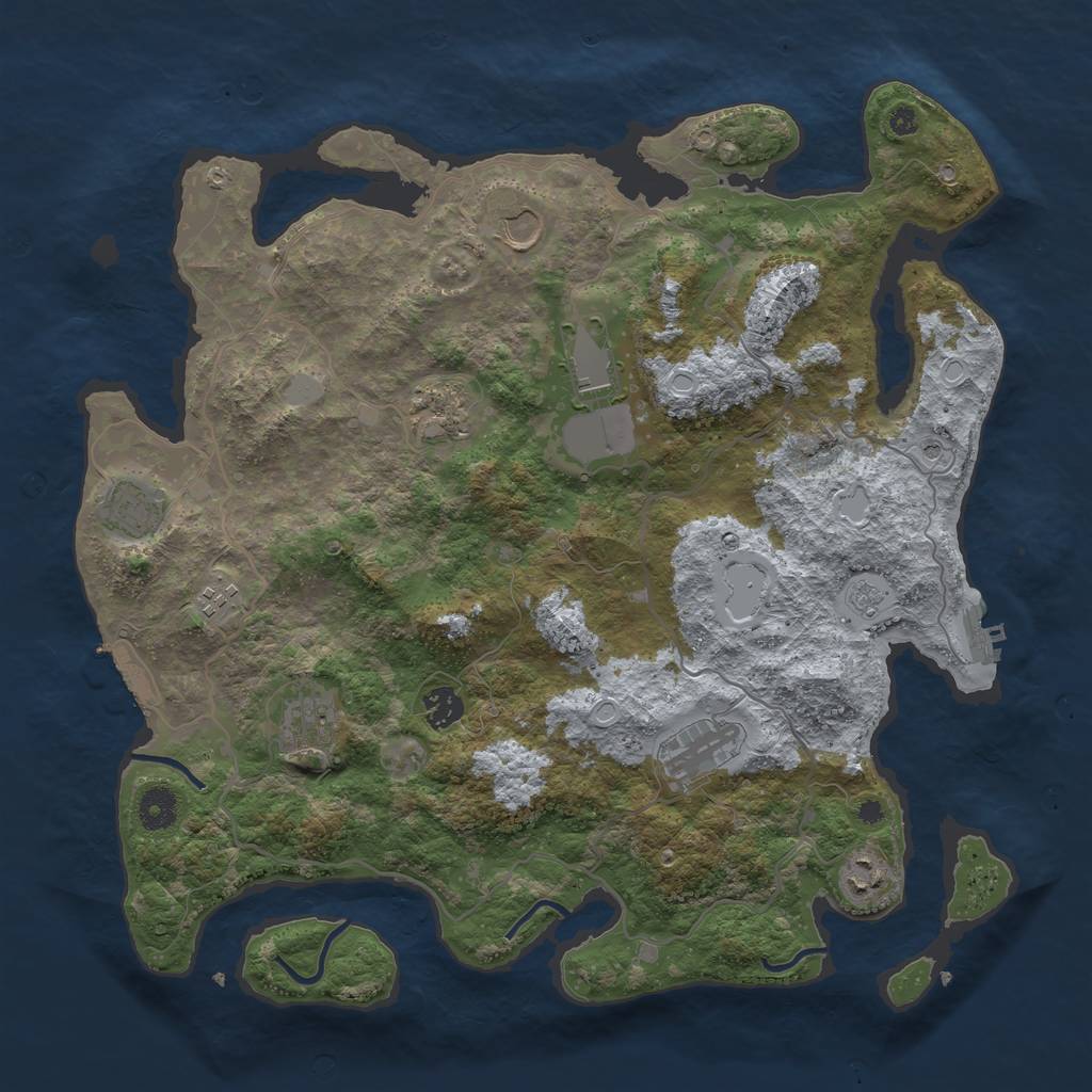 Rust Map: Procedural Map, Size: 4000, Seed: 391332, 18 Monuments