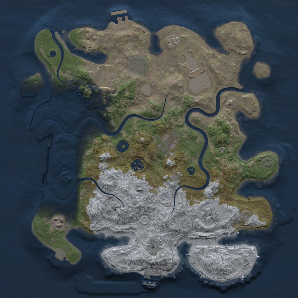 Rust Map: Procedural Map, Size: 3700, Seed: 143969227, 14 Monuments