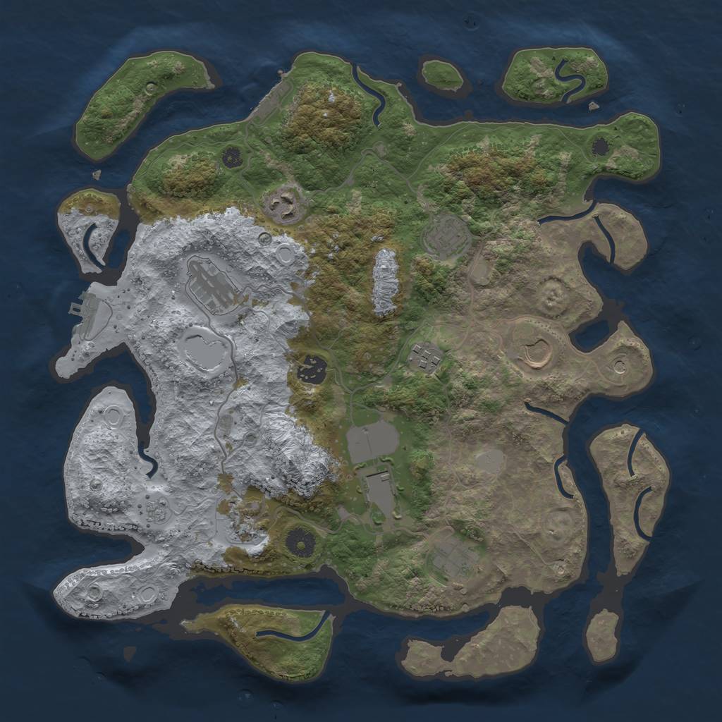 Rust Map: Procedural Map, Size: 3700, Seed: 480914383, 18 Monuments