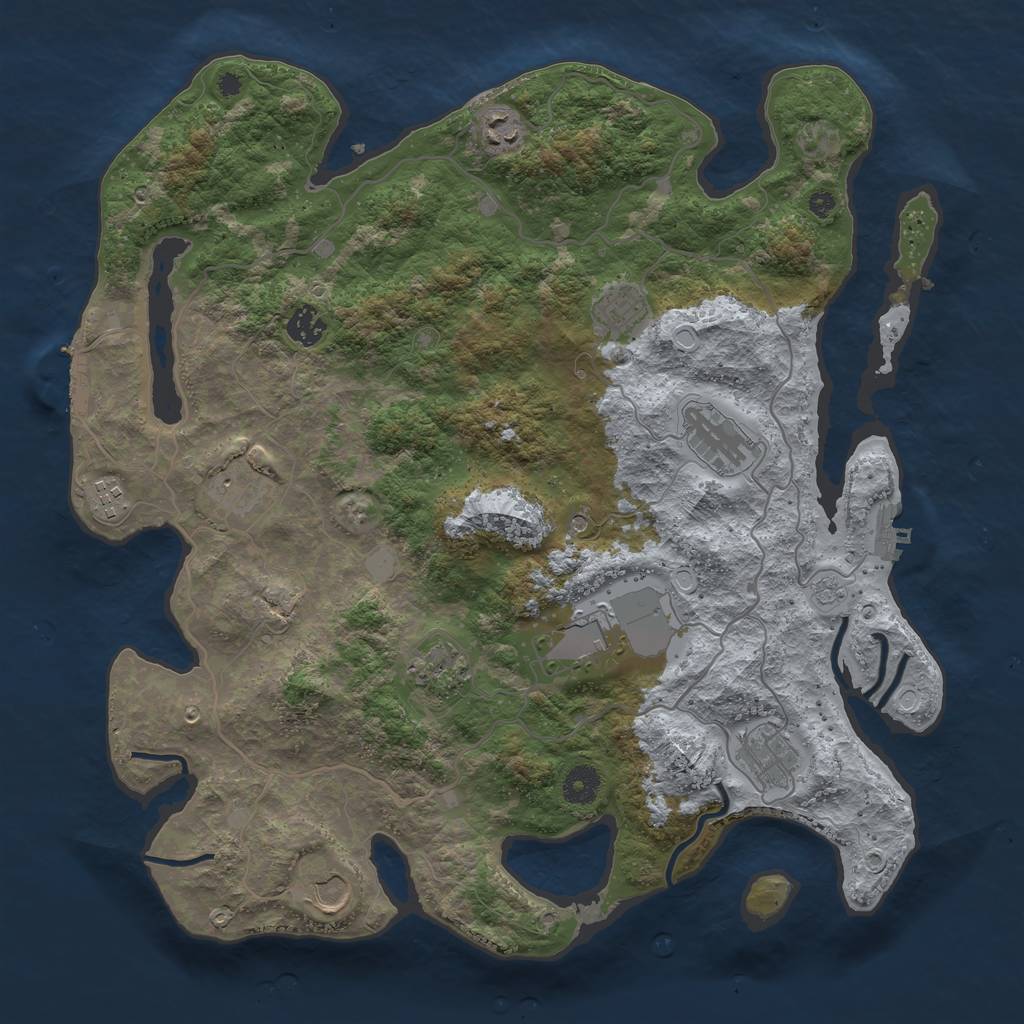 Rust Map: Procedural Map, Size: 4000, Seed: 9868971, 19 Monuments
