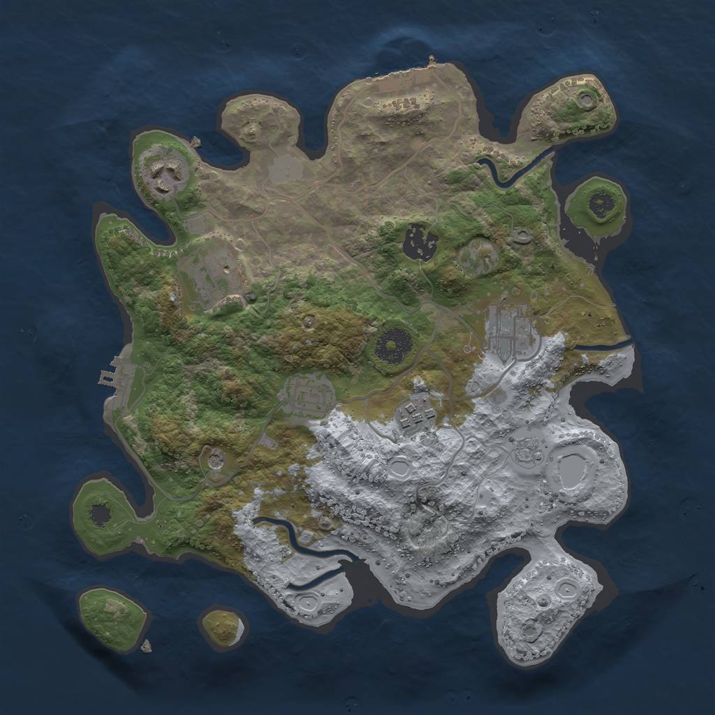 Rust Map: Procedural Map, Size: 3000, Seed: 5927692, 15 Monuments