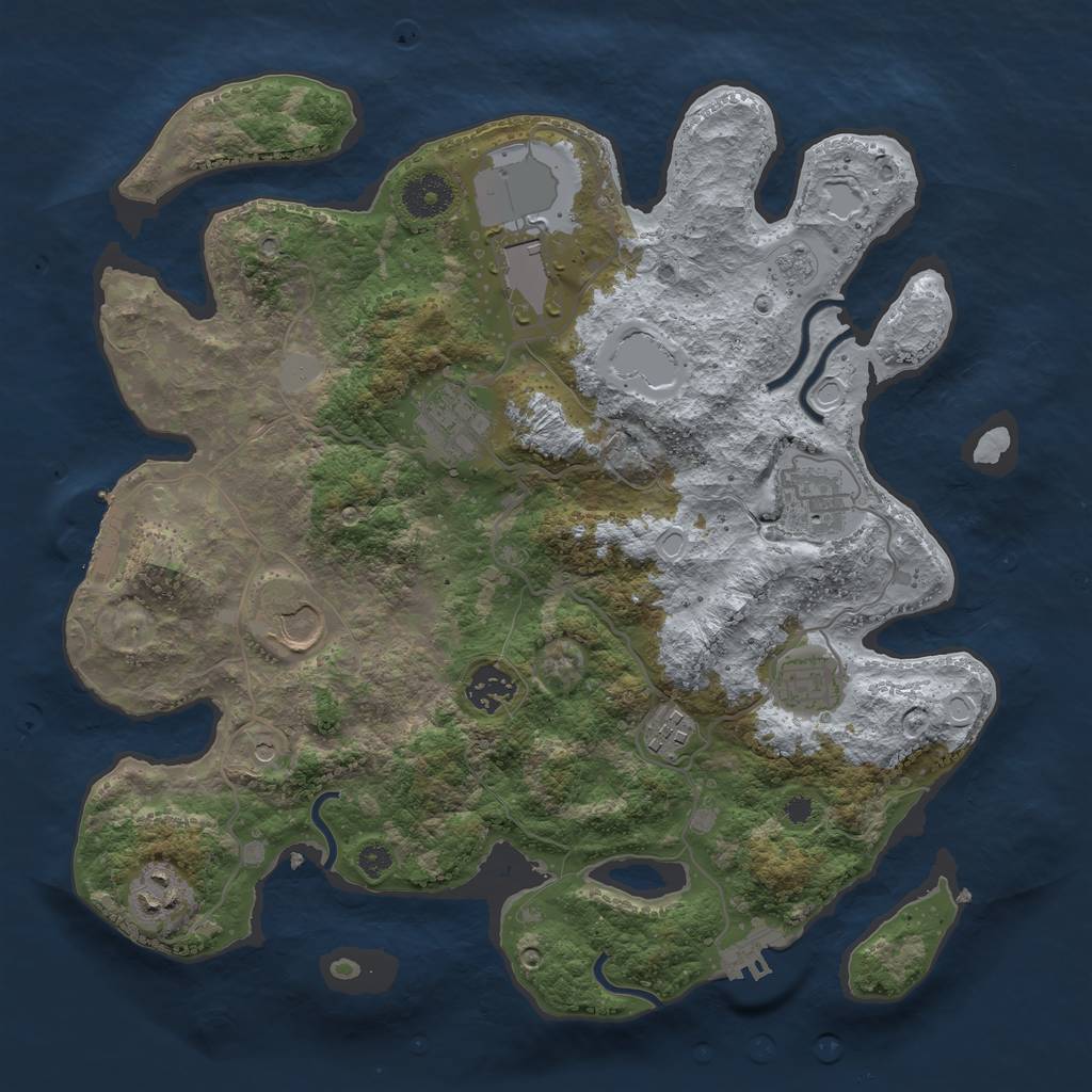 Rust Map: Procedural Map, Size: 3500, Seed: 7458751, 17 Monuments