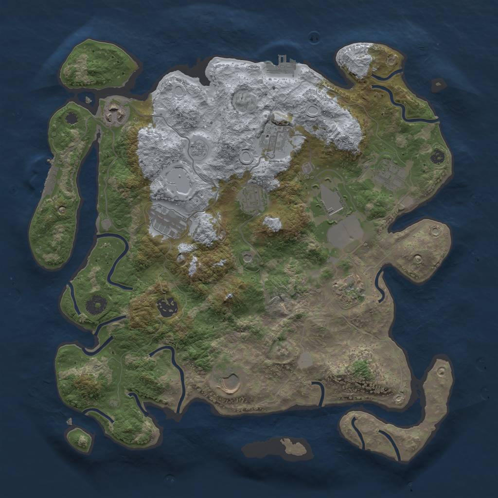 Rust Map: Procedural Map, Size: 3700, Seed: 708584361, 18 Monuments