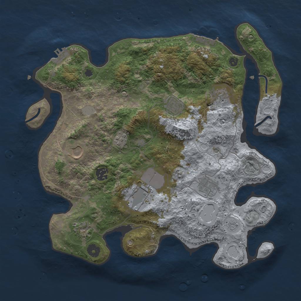 Rust Map: Procedural Map, Size: 3500, Seed: 1737054773, 17 Monuments