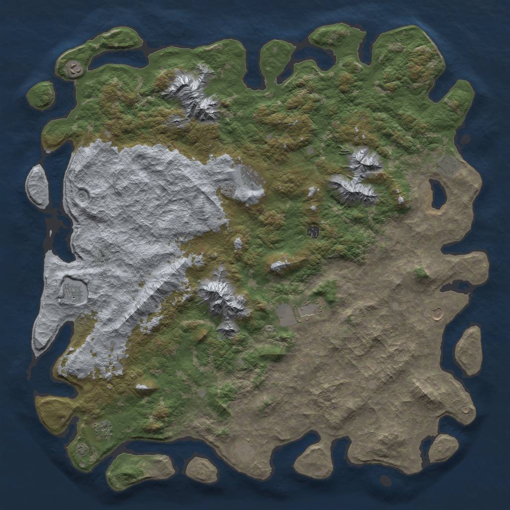 Rust Map: Barren, Size: 6000, Seed: 9247, 14 Monuments