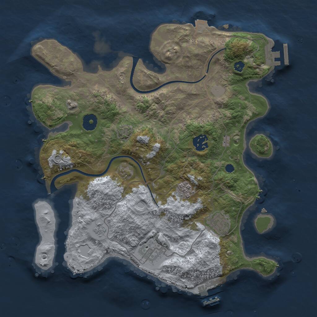 Rust Map: Procedural Map, Size: 3000, Seed: 41409975, 9 Monuments