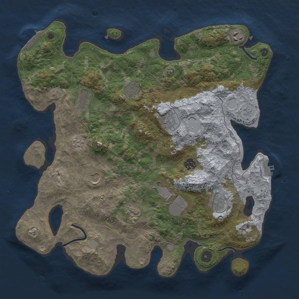 Rust Map: Procedural Map, Size: 4000, Seed: 326293, 19 Monuments