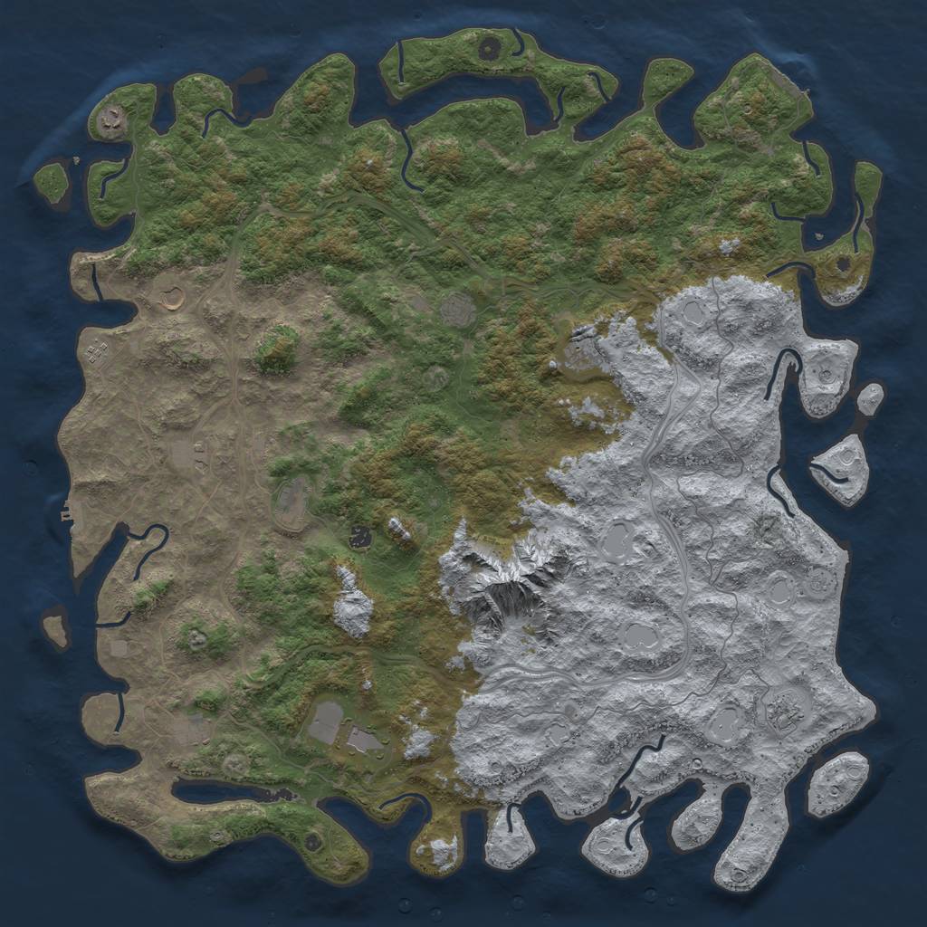 Rust Map: Procedural Map, Size: 6000, Seed: 128673509, 20 Monuments