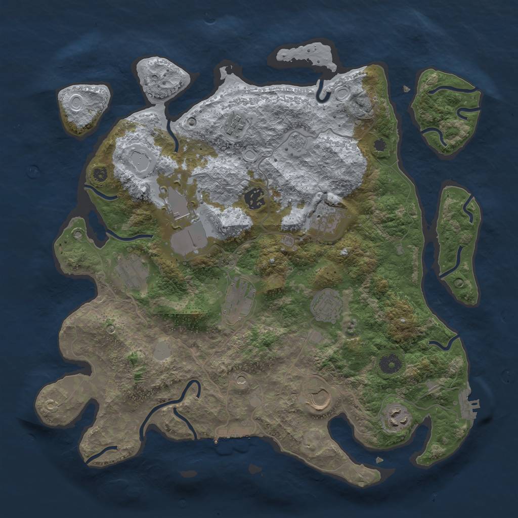 Rust Map: Procedural Map, Size: 3700, Seed: 2122631222, 18 Monuments