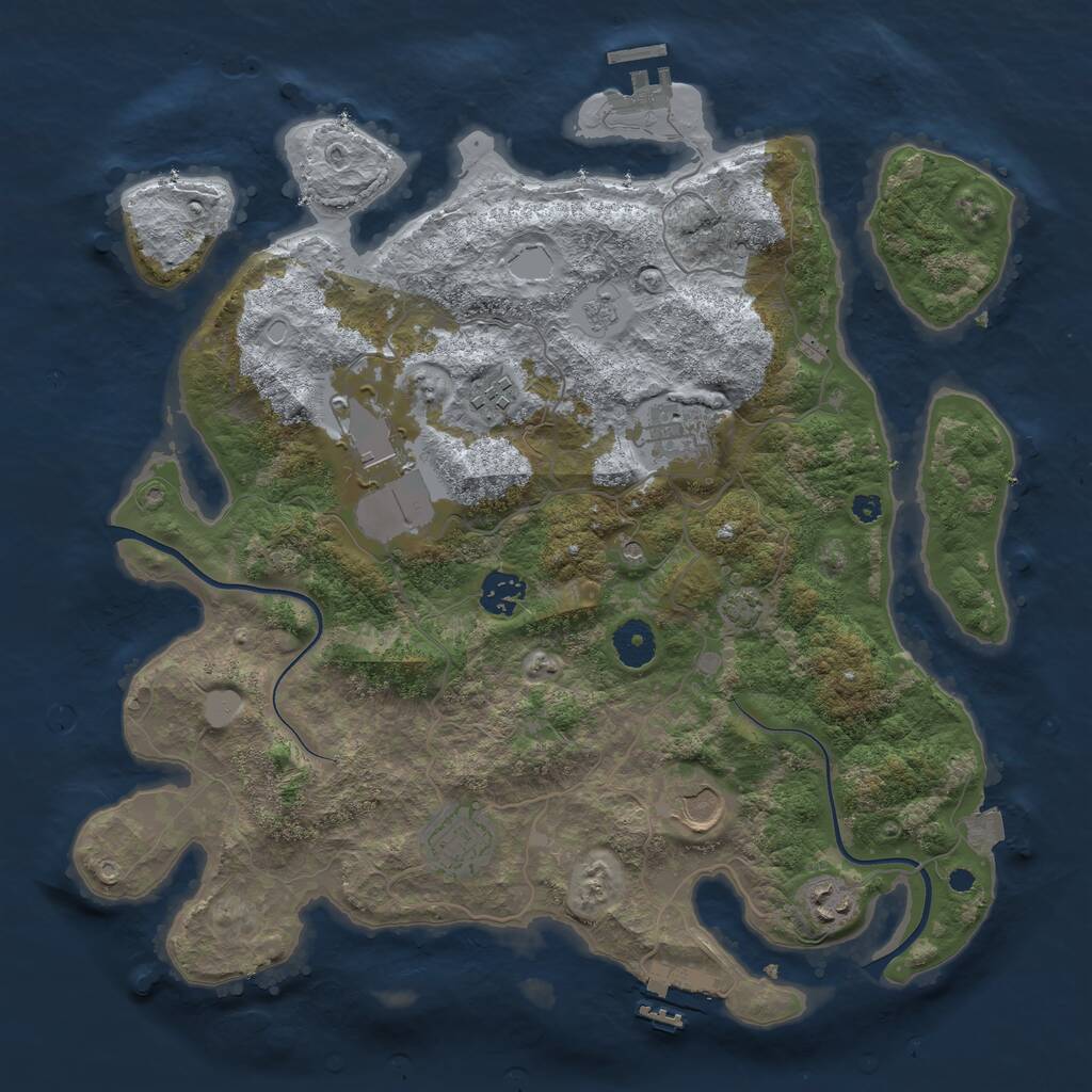 Rust Map: Procedural Map, Size: 3700, Seed: 2122631222, 13 Monuments