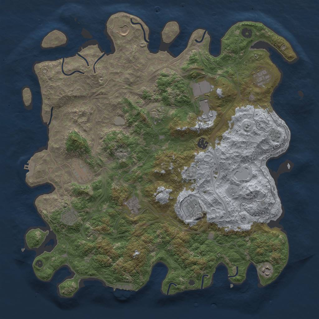 Rust Map: Procedural Map, Size: 4500, Seed: 835465239, 20 Monuments