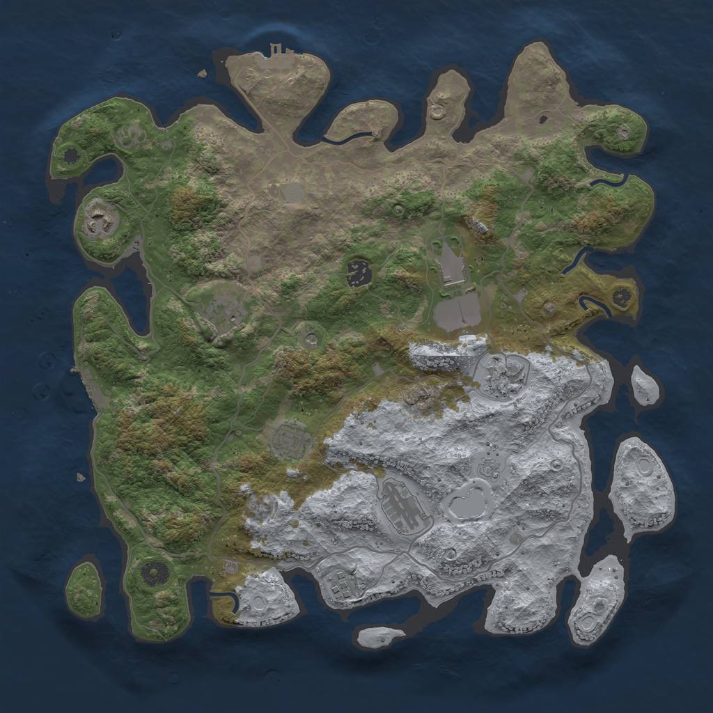 Rust Map: Procedural Map, Size: 4000, Seed: 828720, 17 Monuments