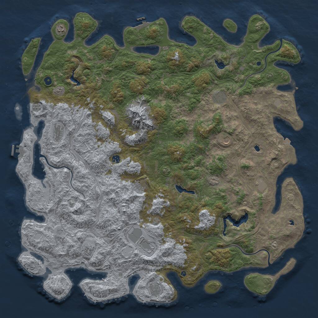 Rust Map: Procedural Map, Size: 6000, Seed: 20823, 17 Monuments