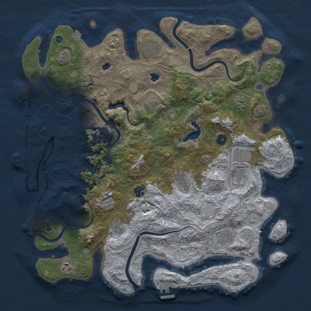 Rust Map: Procedural Map, Size: 4500, Seed: 7568153, 16 Monuments