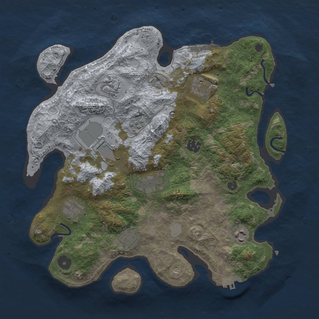 Rust Map: Procedural Map, Size: 3500, Seed: 457013844, 18 Monuments