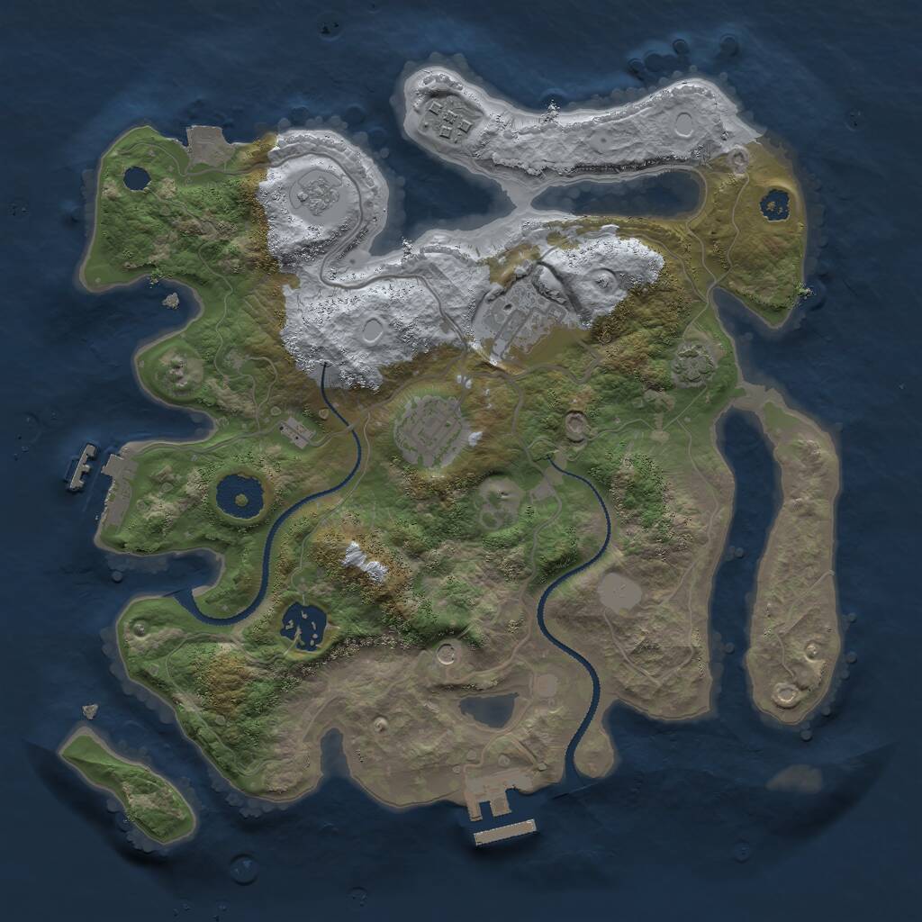 Rust Map: Procedural Map, Size: 3000, Seed: 1865991798, 10 Monuments