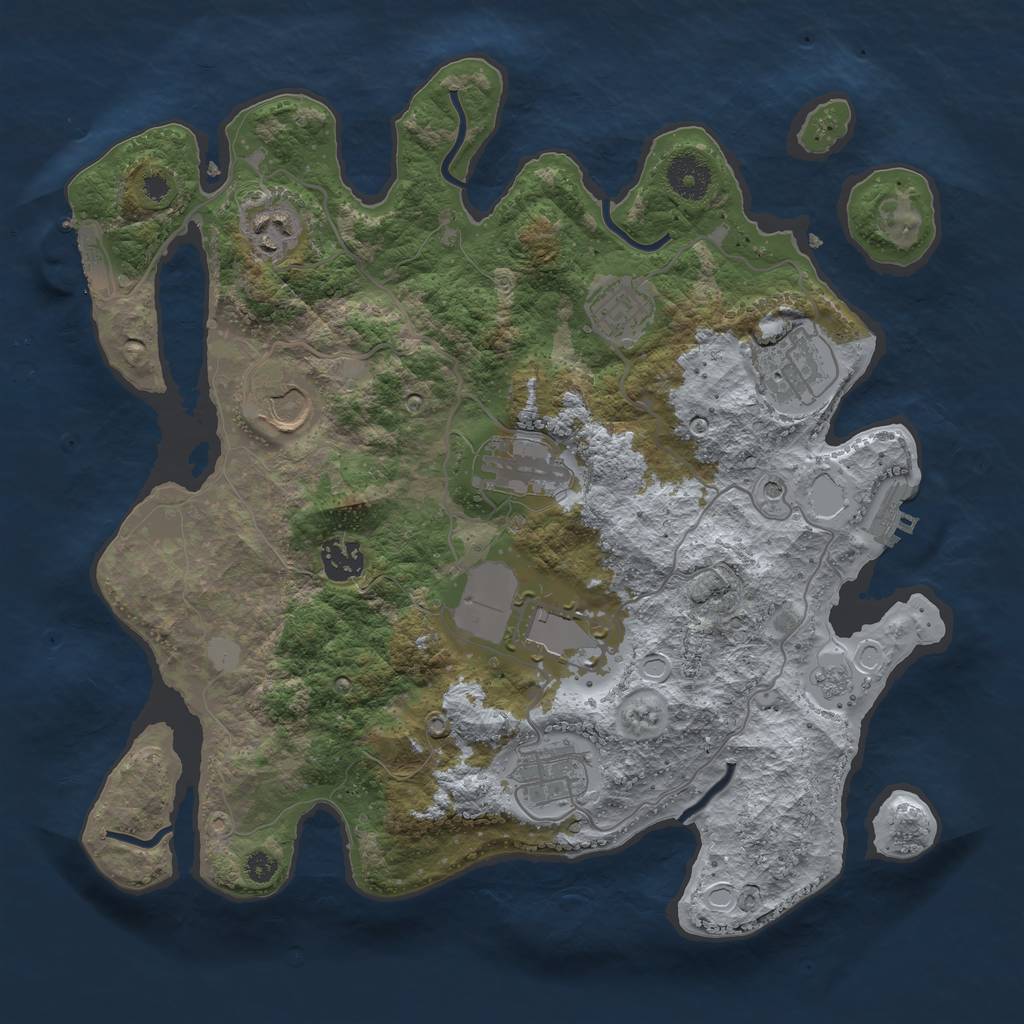 Rust Map: Procedural Map, Size: 3500, Seed: 56845138, 17 Monuments