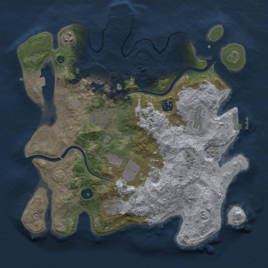 Rust Map: Procedural Map, Size: 3500, Seed: 56845138, 14 Monuments