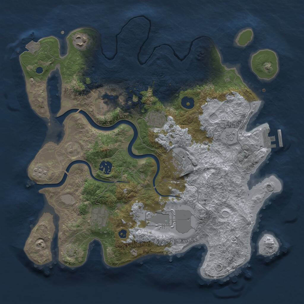 Rust Map: Procedural Map, Size: 3500, Seed: 56845138, 13 Monuments