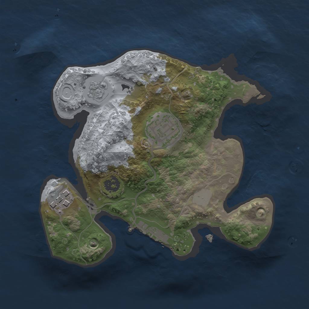 Rust Map: Procedural Map, Size: 2000, Seed: 32768, 9 Monuments